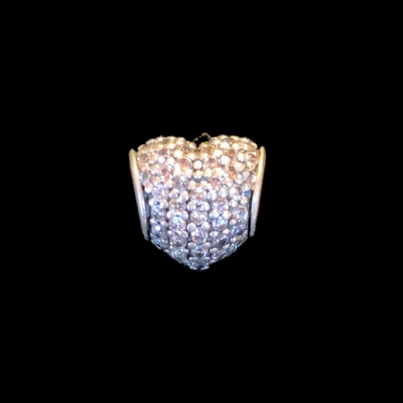 Authentic PANDORA charm Sterling Silver PAVE HEART